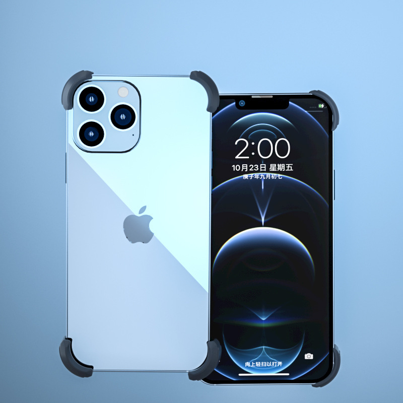 Aplicable a Apple 13 caso de teléfono 12 ProMax marco protector de ángulo mini silicona todo incluido lente protector de lucha libre