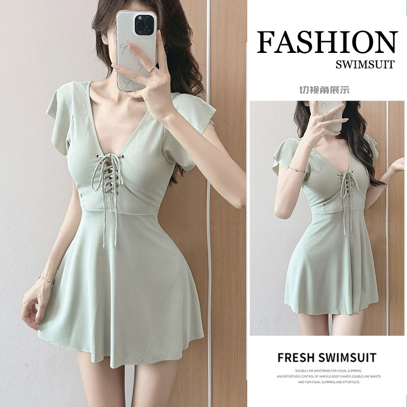 Женский купальник из двух частей, новый стиль 2025, супер фея, консервативный, сексуальный, закрывающий живот, для похудения, боксерский студенческий купальник для горячих источников