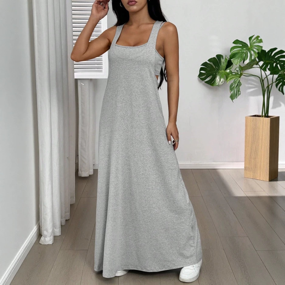 Women's Clothing Summer Style Women's Temperament Casual Dress Two Piece Set Solid Color Personality For Formal & Casual For Women_ecoleips.com