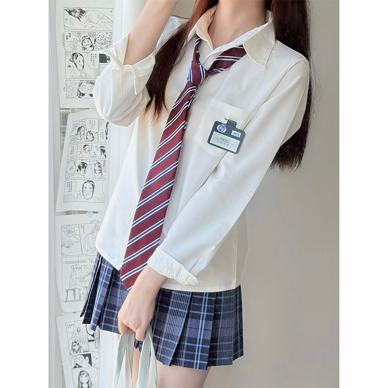 正版学院风日系白色jk衬衫甜美宽松长短袖衬衣tr面料女夏百搭校供|undefined