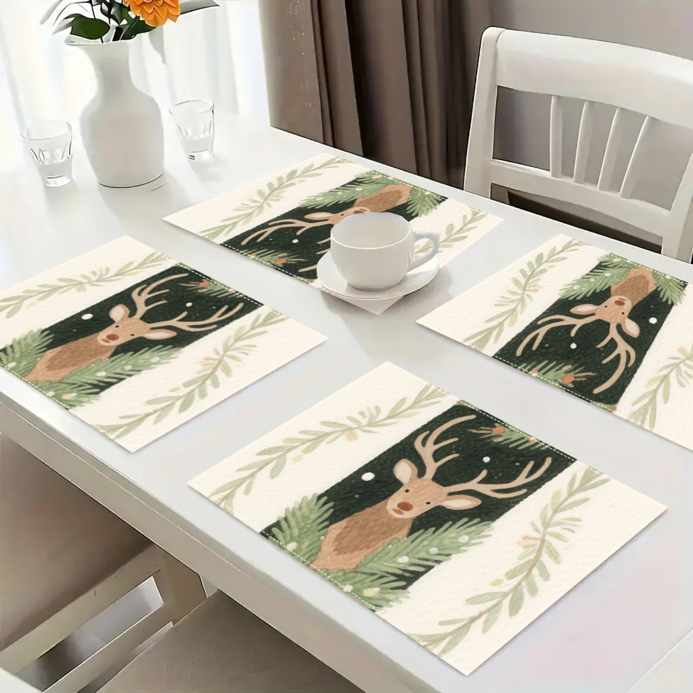 Transfronterizo temu bandera de impresión de mesa de Navidad poliéster impresión de cocina puerta de entrada decoración de mesa pequeña muñeca pan de jengibre image 5