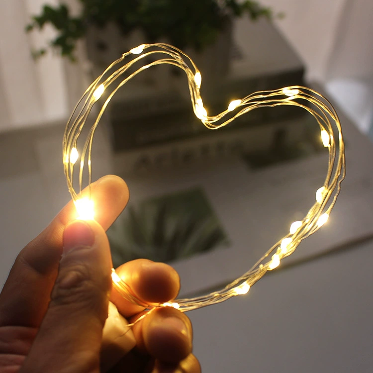 LED Copper Wire String Lights, 50 cm 10-LED Battery-Powered, 3-Mode Flash, Warm/Multicolor