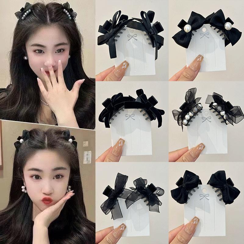 网红公主头蝴蝶结气质小抓夹女2025新款甜美发夹前额刘海侧边发饰|undefined