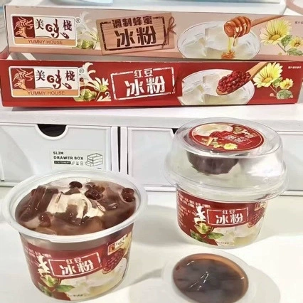 Гонконг вкусная стопка красная фасоль ледяной порошок мед ледяной порошок 3 чашек готовые к употреблению закуска блюдо замена пищи 225г*12 порций