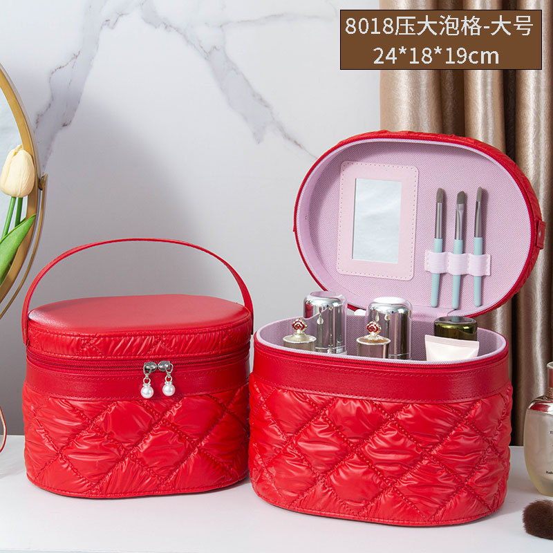 2025 nuevo estuche de cosméticos de gran capacidad, maleta de burbujas de cuero de pu, caja de almacenamiento de herramientas de belleza portátil de alto valor