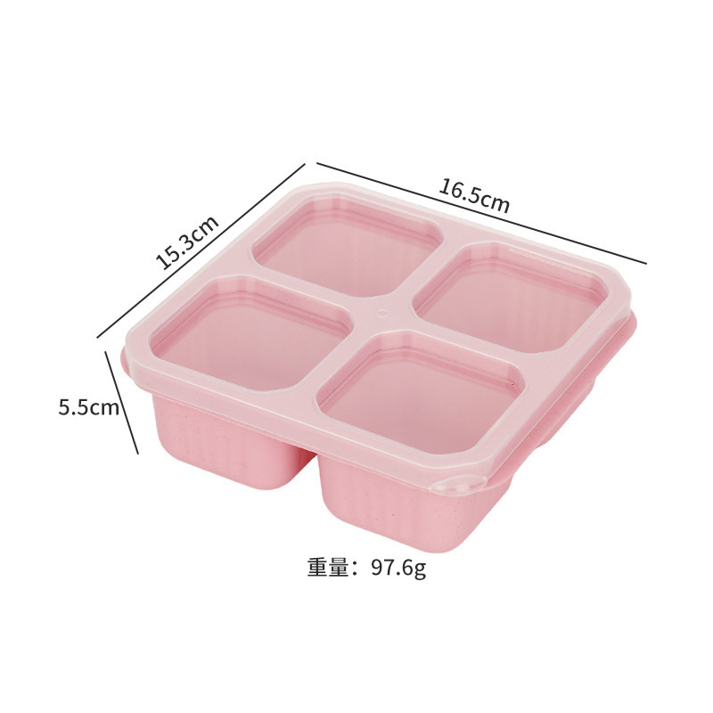 跨境热卖小麦秸秆四格饭盒学生上班族便当盒便携高颜值分格午餐盒|undefined
