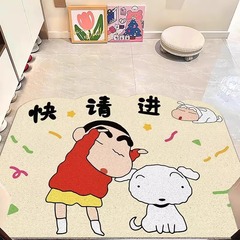 趣味のクレヨンしんちゃんの漫画の糸の輪の地面は戸口の地面に敷いて滑り止めの防塵の玄関の家庭用は足のマットを裁断することができます。