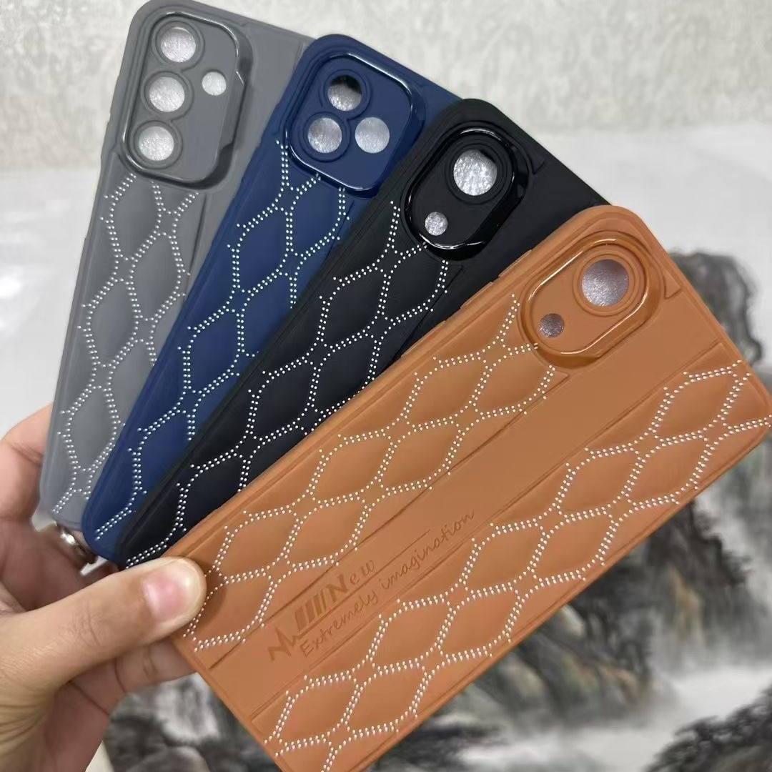 菱形网格手机壳适用iphone11/12/13/14/15/16promax保护套皮质XR