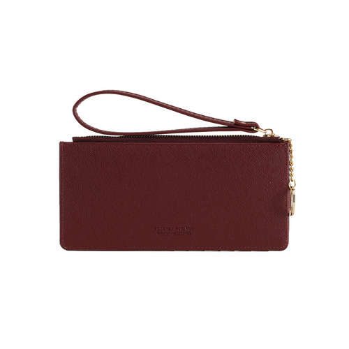 Summer cross-border new women's card holder with large capacity card slot long side-pull buckle coin purse solid color retro wallet