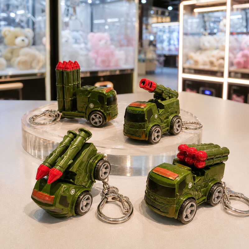 Cross-Border Cartoon Mini Missile Vehicle Model Keychain Trendy Military Car Model Car Bag Pendant Gift