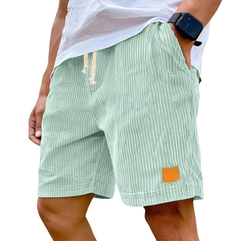 Europa y los Estados Unidos transfronterizos Amazon nuevo hombre retro bordado lámpara de cuero velcro cordón de moda pantalones cortos casuales estadounidenses
