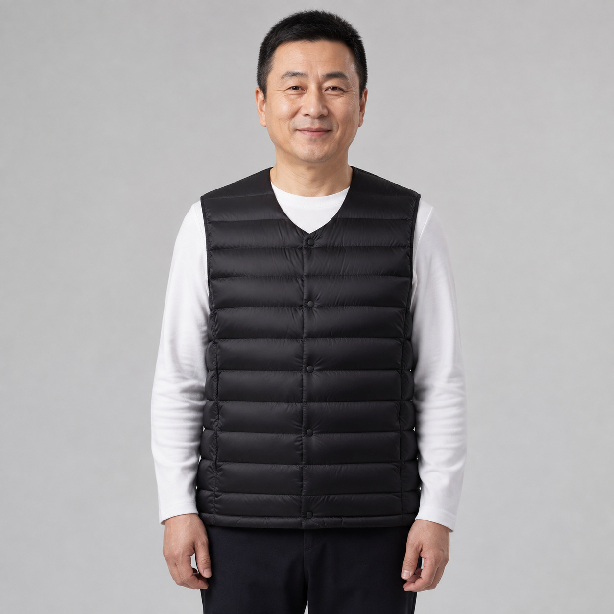 Pinghu Autumn and Winter Men's Collarless Down Liner Vest Warm Lightweight Short Vest Down Jacket Thin Round Collar Fashion