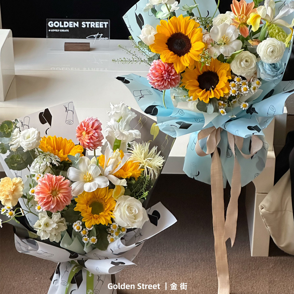 LiZhiRan temporada de graduación impermeable arco libro rollo de papel de embalaje de flores examen de ingreso a la universidad sombrero de doctorado ramo de papel de embalaje de flores