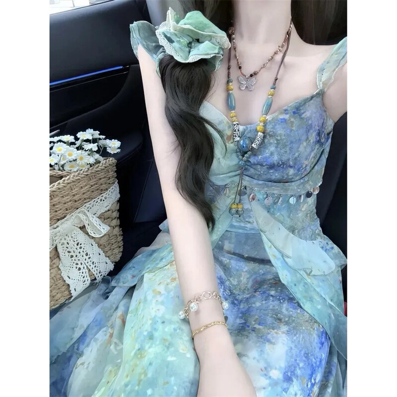 《Summer in the Forest》2025 Spring and Summer New Design Holiday Style Printed Bohemian Fairy Dress 《Summer in the Forest》2025 Spring and Summer New Design Holiday Style Printed Bohemian Fairy Dress
