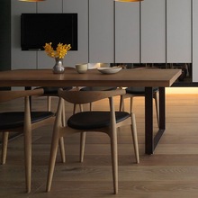 北欧实木餐桌家用客厅咖啡店现代简约洽谈桌北欧长方形餐桌椅组合