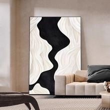 抽象沙发背景墙装饰画客厅落地画艺术高级感肌理壁画玄关黑白挂画