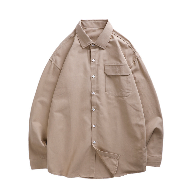 Japonés retro ins ropa de trabajo camisa hombres y mujeres pareja chic estilo coreano moda manga larga estudiante suelta abrigo estilo Hong Kong