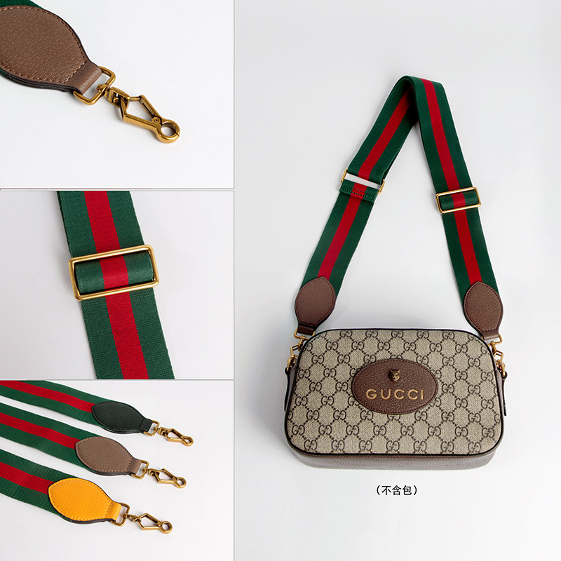 Correa de hombro ancha de cinta GG bolsa de cabeza de tigre bolsa de cámara longitud ajustable cinturón de bolsa de lona de contraste de color rojo y verde