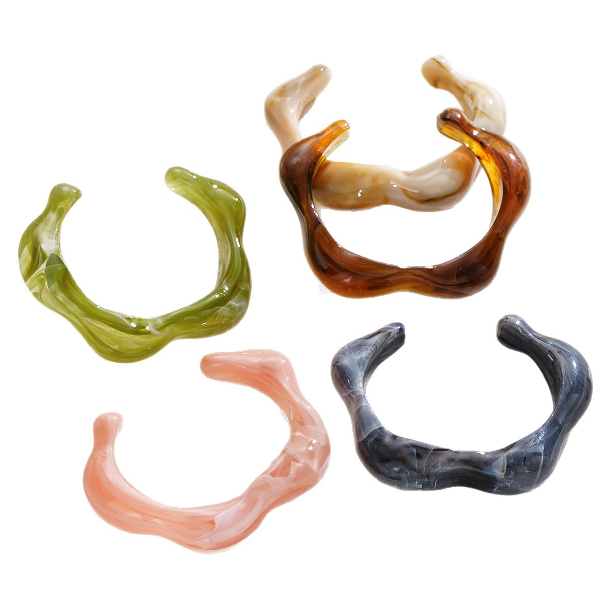 Han Zhi Shang transfronterizo Europa y Estados Unidos malateado pulsera acrílica colorida joyería retro mujer irregular geometría abertura pulsera