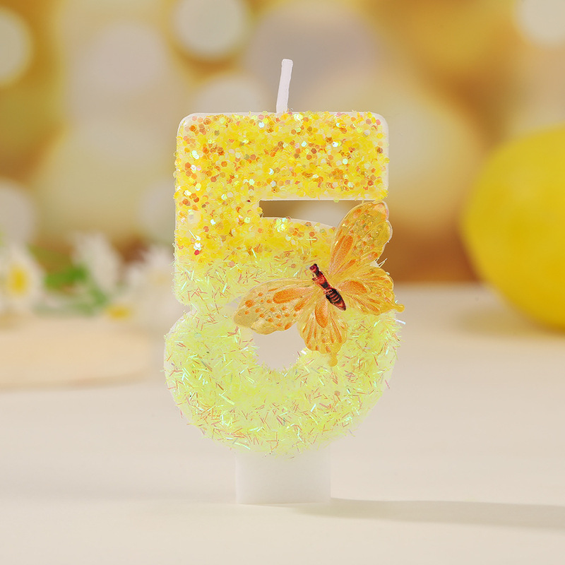亮片金色蝴蝶0-9数字蜡烛手工DIY生日蛋糕装饰派对氛围感创意蜡烛|undefined