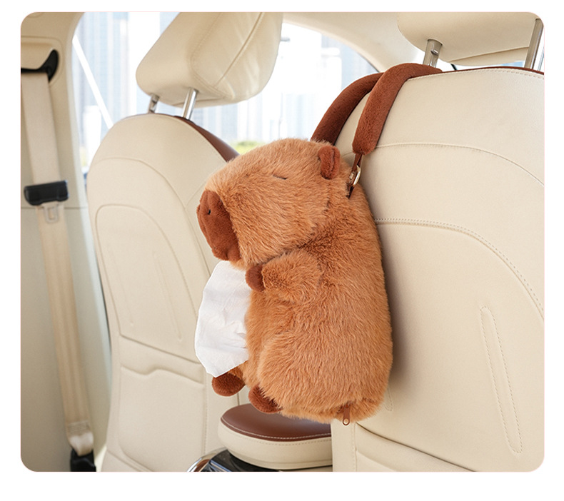 Cute Car Tissue Box Hanging Type Creative Capybara Car Tissue Box Car Tissue Hanging Bag Tissue Pack