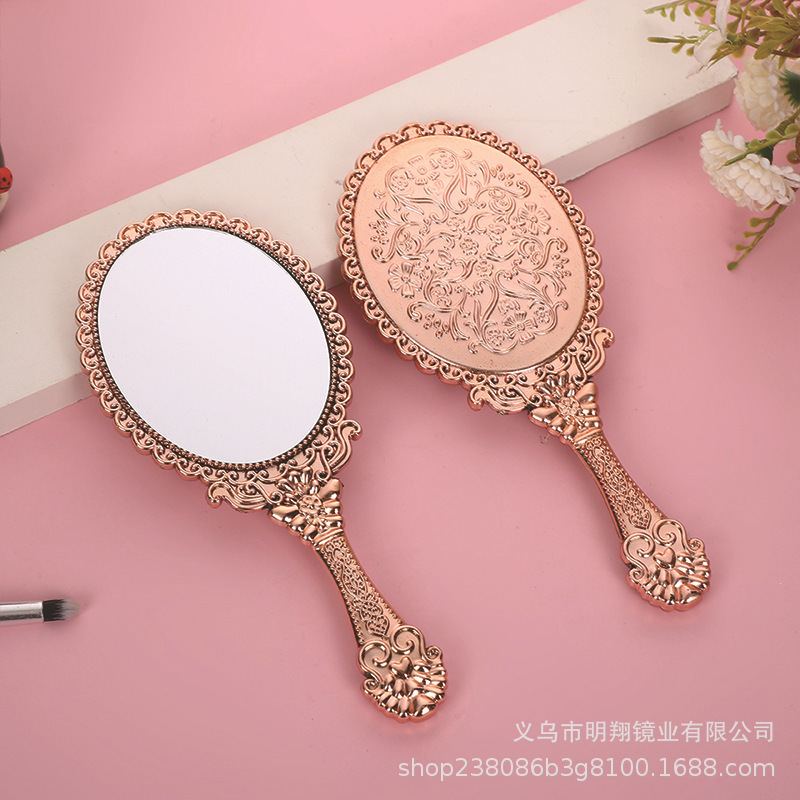 Espejo de encaje retro galvanizado de plástico, espejo de mano, espejo de maquillaje portátil, espejo de vestir antiguo, espejo de vestir creativo image 5