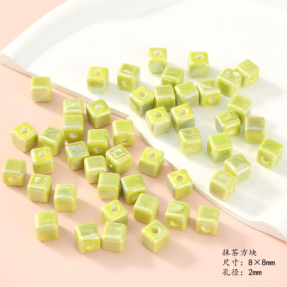 Cuentas de cerámica verde fresco lindo flor encantadora suelta cuentas hechas a mano DIY pulsera de cuentas bolsa de accesorios