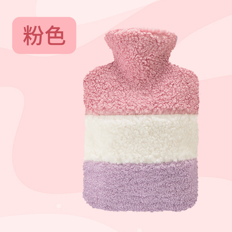 Lescher bolsa de agua caliente inyección de agua hogar a prueba de explosiones de tres colores cubierta de tela de felpa gran riego PVC bolso caliente al por mayor