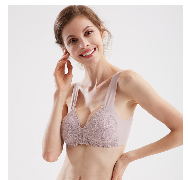 Comercio exterior transfronterizo europeo y americano popular inalámbrico hebilla delantera push up sujetador de encaje delgado estilo chaleco belleza espalda ropa interior