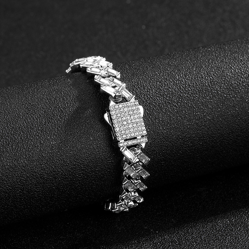 Cuban Chain Necklace With Full Diamond Stones Hip Hop Style_voghion.com