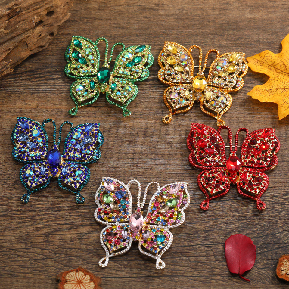 40g Weight Artificial Gemstones Inlay Material Brooches Classification Daily Occasion Alloy Material Butterfly Pattern Unisex Gender Metal Design Korean Style Style Korean Style Pin Butterfly Alloy Metal Artificial Gemstones Unisex Brooches 无