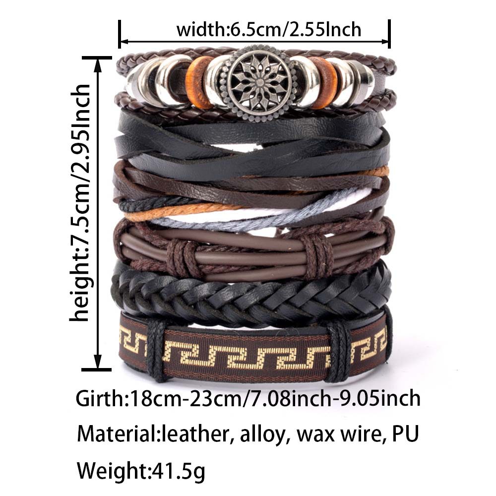 47g Weight Bracelets Classification Pu Leather Chain Material 1 Set Quantity Holiday, Daily Occasion Pu Leather Material Halloween Festival Star, Solid Color, Skull Pattern Men's Gender Layered, Braid Design Casual, Retro Style Casual Retro Star Solid Color Skull Pu Leather Layered Braid Halloween Men's Bracelets Men Cord & Leather Bracelets 2