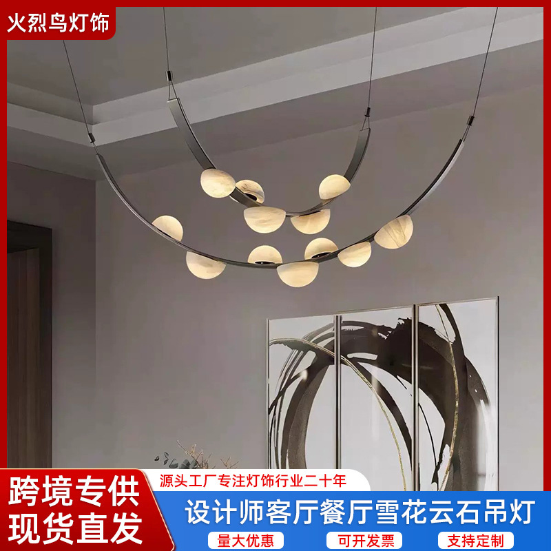 Designer Model Home Light Luxury Dining Room Chandelier Dining Table Bar Counter Tea Room Lighting Fixtures High-End Natural Marble Pendant Light Designer Model Home Light Luxury Dining Room Chandelier Dining Table Bar Counter Tea Room Lighting Fixtures High-End Natural Marble Pendant Light