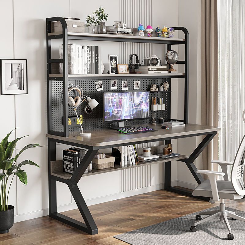 Desktop Computer Desk Home Desk with Bookshelf Integrated Combination Small Apartment Student Writing Study Table Hole Board