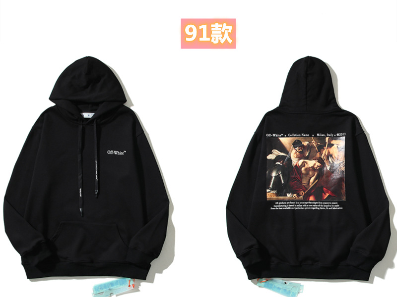 Marca de moda offwhite graffiti religioso pintura al óleo impresión de flecha hombre y mujer suelta OW pareja alta calle hoodie abrigo