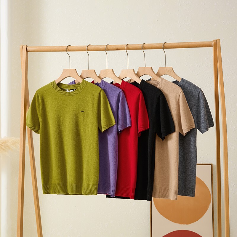 High-Quality Version with Correct Lettering, Early Autumn Base Layer Miu-Style Round-Neck Casual Wool Knit Short-Sleeve Women's Sweater Jacket High-Quality Version with Correct Lettering, Early Autumn Base Layer Miu-Style Round-Neck Casual Wool Knit Short-Sleeve Women's Sweater Jacket