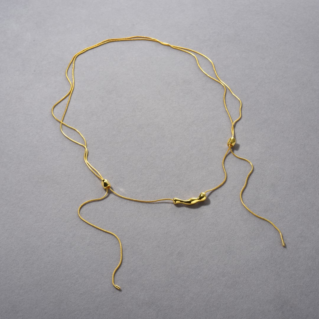 Brass Pendant Material Women's Brass 18K Real Gold Plated Platinum Plated Geometric Lines Adjustable Pull Chain Clavicle Necklace Long Necklace Brass Jewelry