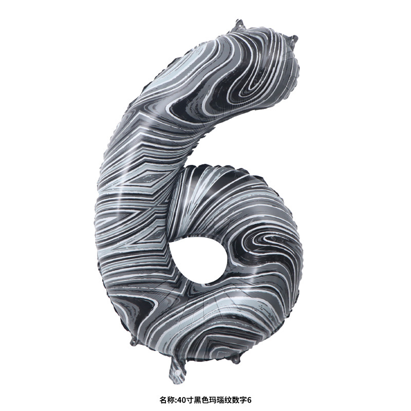 40寸黑色玛瑙纹数字6