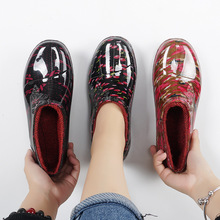 春秋时尚元宝短筒雨鞋女雨靴低帮防滑水鞋加棉保暖洗车工作胶鞋套