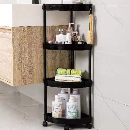 Bathroom Corner Shelf Multi-Layer Storage Rack Bathroom Corner Rack with Wheels Movable Iron Storage Rack