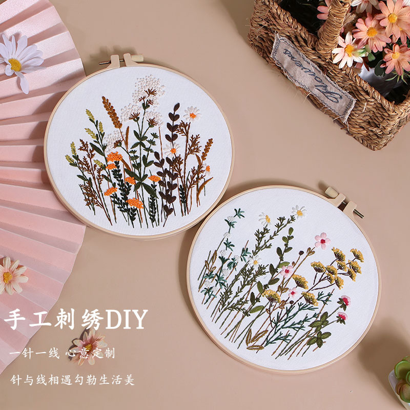 Nuevos productos de material de bordado a mano paquete europeo tridimensional diibroidery amazon flor y planta de venta caliente