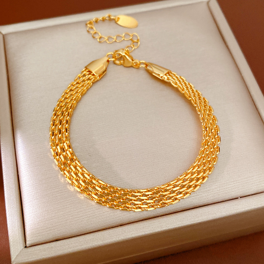 18k oro real chapada pulsera ligera de lujo nicho pulsera de alta sensación de personalidad simple moda joyas de mano mujer image 7
