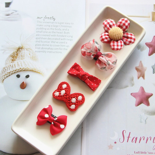Baby hair clip hair clip set for children and girls hair clip headdress festive new year red hair accessories