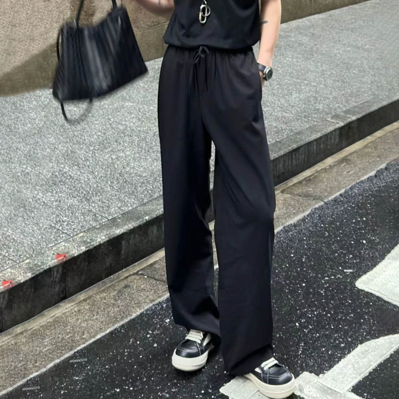 Row Style Mercerized Wool Light and Cool Straight Loose Casual Pants Lightweight Four-Season Work Clothing Pants Trendy