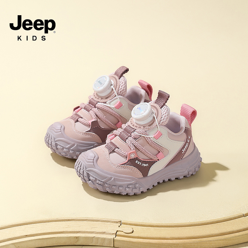 Jeep男童鞋2025年秋季新款舒适轻便儿童跑步鞋旋转纽扣女童运动鞋|undefined