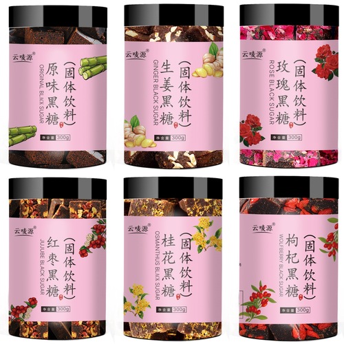 Yunnan Black Sugar Handcrafted Guaiban Red Sugar Ginger Tea Rose Jujube Canned 300g Wholesale
