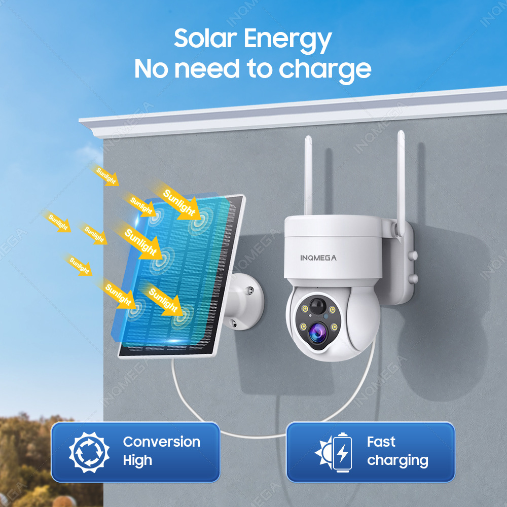 Cámara panorámica de baja potencia solar al aire libre caliente transfronteriza del monitor 360 ° PTZ WiFi de la bóveda image 3