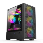 跨境 台式机PC电脑主机壳 MATX钢化玻璃全景侧透桌面游戏水冷机箱