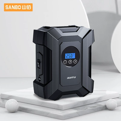 Portativ elektrik avtomobil şin nasosu, 12V, rəqəmsal displeyli, iki silindrli