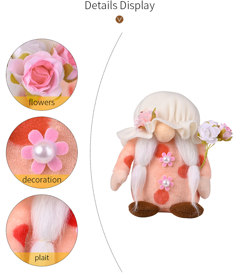 Cute Holding Heart Bouquet Faceless Doll Mother's Day Decoration display picture 2